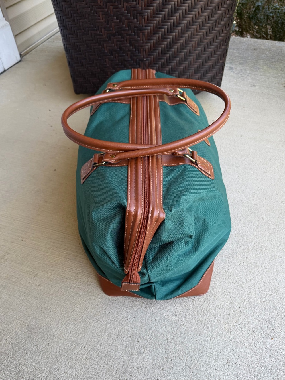 Vintage Polo Ralph Lauren Duffle Bag Mens Green Canvas Large Weekender 90s - Picture 5 of 14